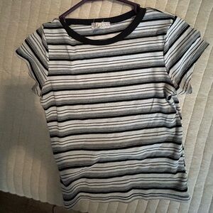 Black and white strip close fitting shirt